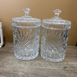 IMPERIAL CRYSTAL Vintage 24% Lead Crystal Biscuit Barrel 11” Oversized Lidded 3A